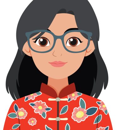Woman in Floral Costume Illustration Woman wearing glasses and a floral costume