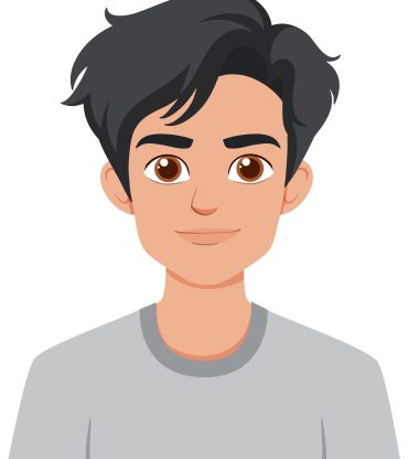 Smiling Young Man Illustration Cartoon man with dark hair smiling